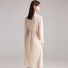 [100% Mulberry Silk] Xia Li collar tie waist slimming long-sleeved silk dress