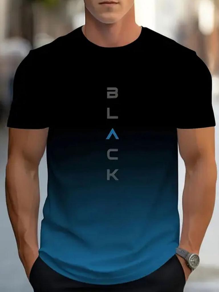 Men's Short Sleeve Summer Outdoor Breathable Round Neck T-shirt Short Sleeve Classic Stripe Pattern Large Size Loose Men's Short