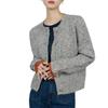 Guldknappar Grå Dam Stickad Kofta Enkel O-ringad Långärmad Tröjjacka Höst Vår Kontorsdam Elegant Stickat
