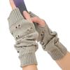 1Pair Fingerless Gloves Half-Finger Hollow Heart Soft Flexible Wool Warm Solid Color Knitted Cold-proof