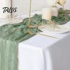 Eleganter Tischläufer für Geburtstage Mullläufer, Rustikal Boho 35 x 118 Zoll Besondere Anlässe Einfarbige Knitteroptik Hochzeitsparty Braut
