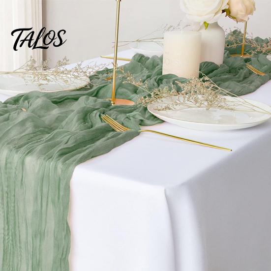 Eleganter Tischläufer für Geburtstage Mullläufer, Rustikal Boho 35 x 118 Zoll Besondere Anlässe Einfarbige Knitteroptik Hochzeitsparty Braut