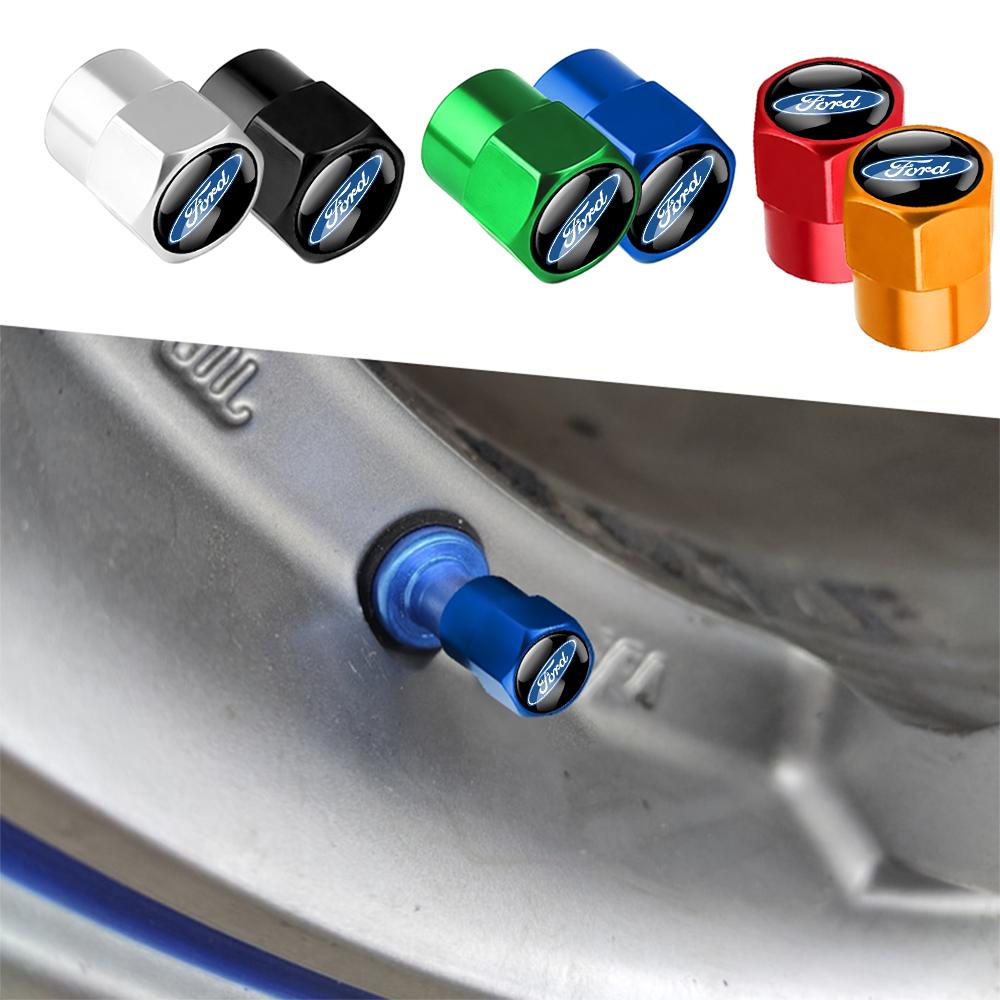 4Pcs Car Tire Valve Covers Dust Emblem Caps Accessories For Ford Fiesta Focus 2 Mondeo ST Mk4 Mustang Ranger Kuga S-MAX Transit AQ5