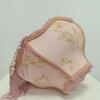 Elegant White and Pink Bamboo Pattern Lampshade with Pearl Tassel and Inlaid Edge - Versatile Style Fit