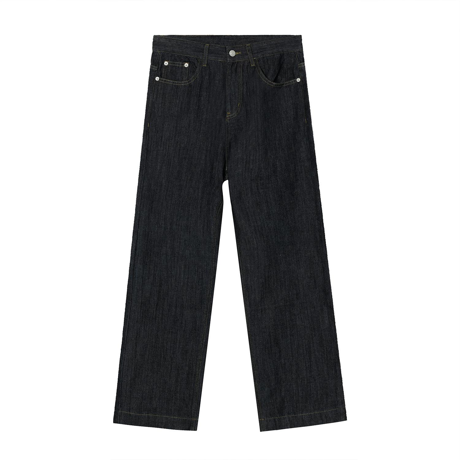 

Men s Casual Solid Color Loose Straight Jeans XS чёрный