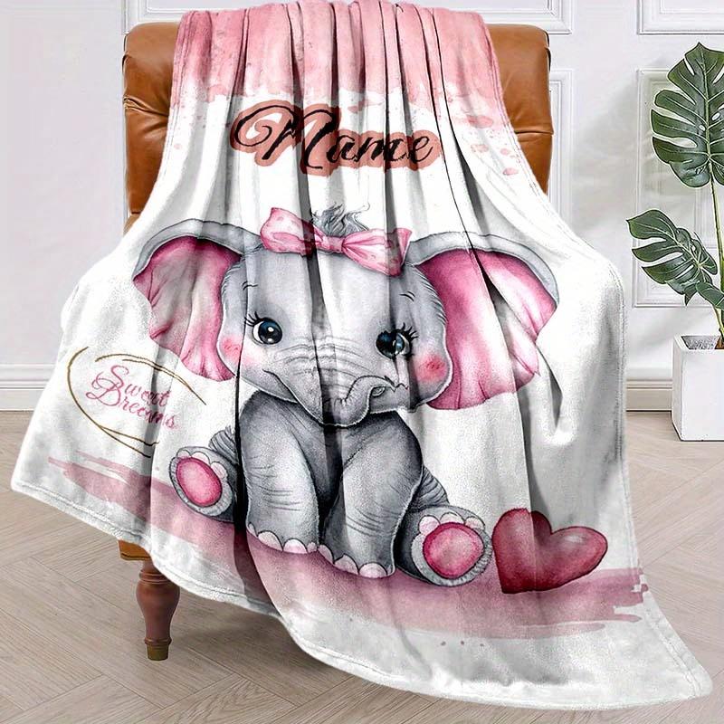 Pink Elephant Customize Your Name Blanket Warm Comfortable And Soft Blankets Are Suitable For Home Chairs Office Sofas Sofas Office Camping And Gifts