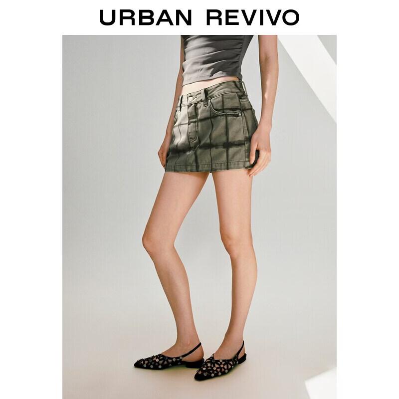 UR2026 Women's Plaid Denim Mini Skirt