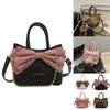 Trendy Korean Style Pu Leather Tote Bag Fashionable Bucket Bag With Bowknot