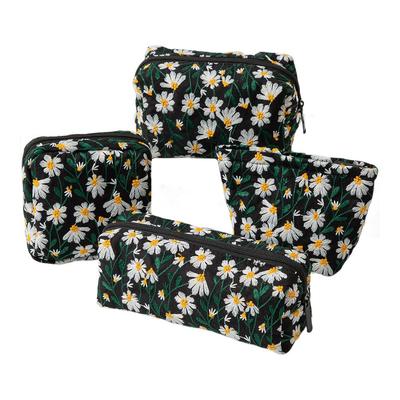 Für Hautpflege-Essentials Tasche mit Gänseblümchen-Stickerei Für Reisen Für den täglichen Gebrauch Stilvolle Aufbewahrungslösung Charmantes Gänseblümchen-Design