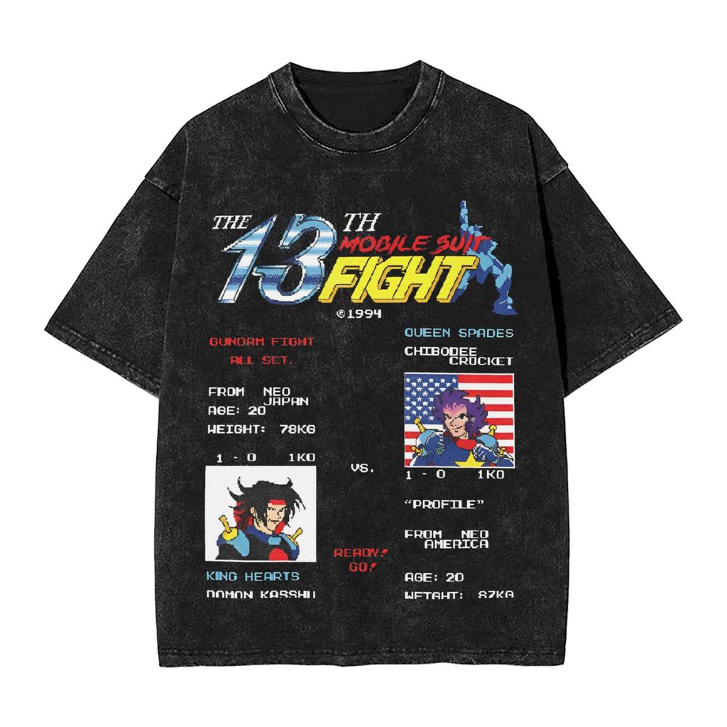 T-shirt Imprimé Graphique Anime RX Gundam Hommes et Femmes T-shirt Lavé Haute Qualité Coton Vintage Harajuku Haut