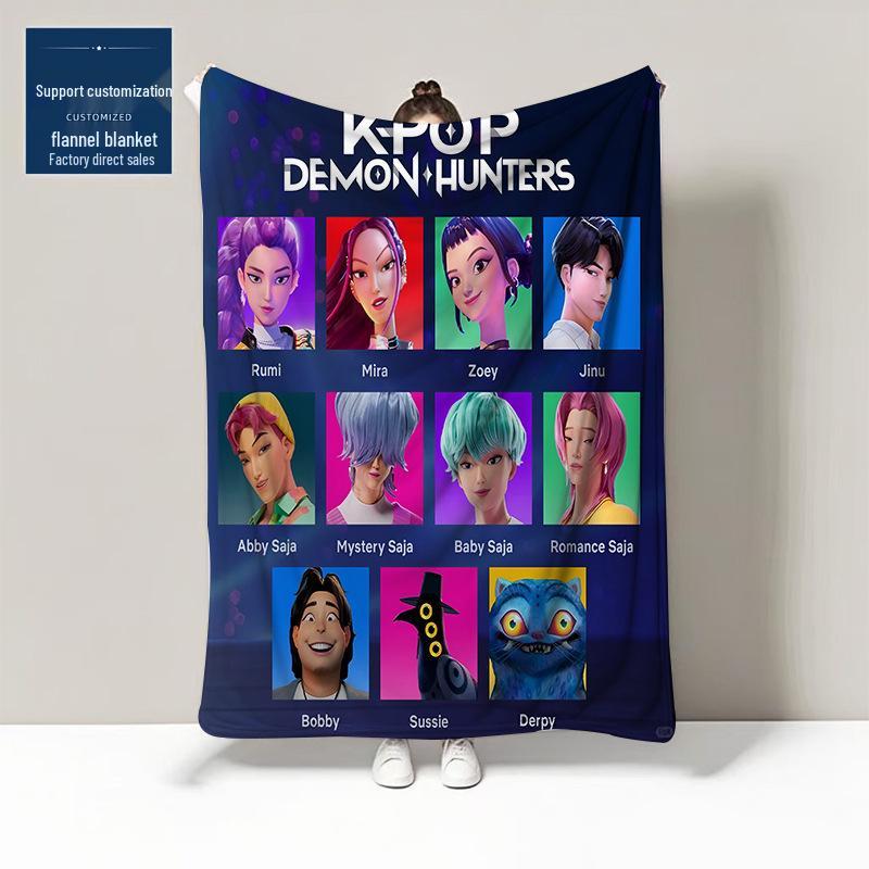 2025 Anime K-pop Demon Hunter Witch Team Office Sofa Throw Blanket 75x100 cm
