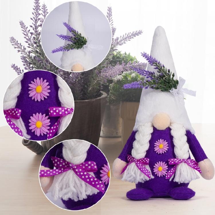 Eye Catching Lavender Gnomes Decors Handcrafts Figures for Spring and Summer