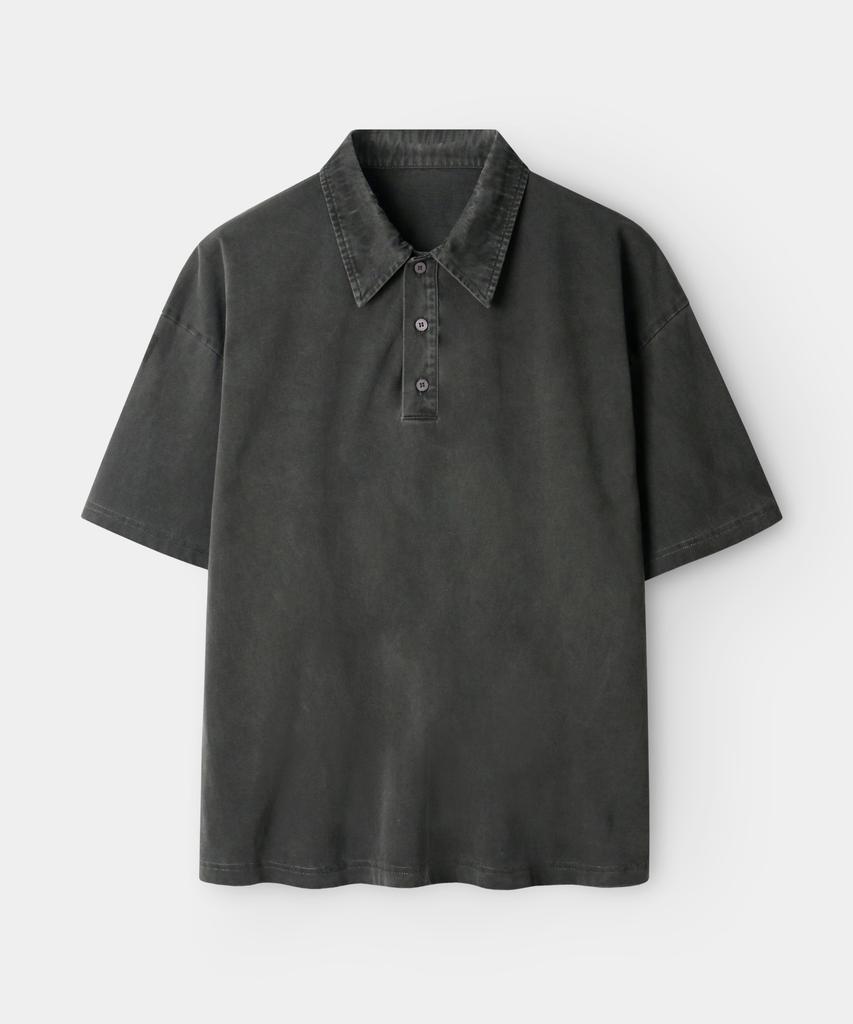 INDUST [Indust X Yobi] Pigment Washed Pique Short Sleeve Shirt_3 Colors