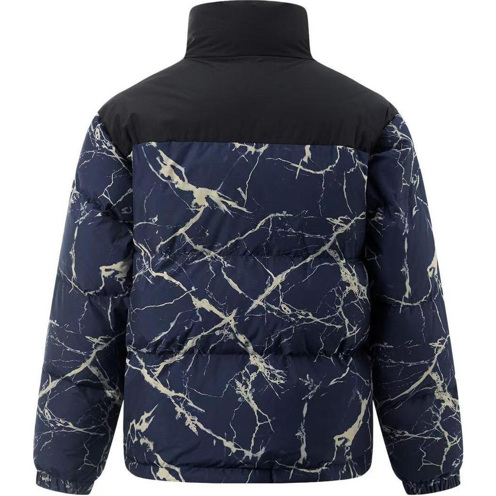 Li Ning Outdoor Collection Down Jacket Men's Dark Ship Blue With Ice Crack Pattern AYMU601-5
