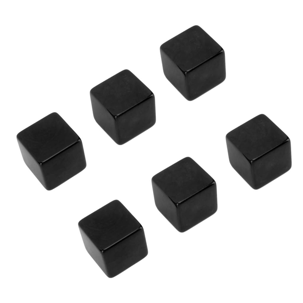 6PCS Blank Dice Cubes DIY Unfinished Dice Blocks Teaching Party Puzzle 6 Sided Dice Plastic Cubes Black