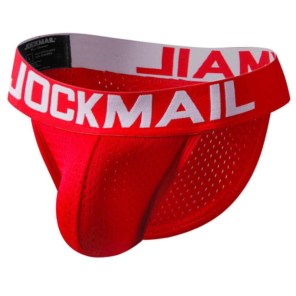 

Трусы JOCKMAIL, дышащее нейлоновое сетчатое спортивное мужское нижнее белье с низкой посадкой и разрезами, повседневные повседневные шорты, трусы XXL красный