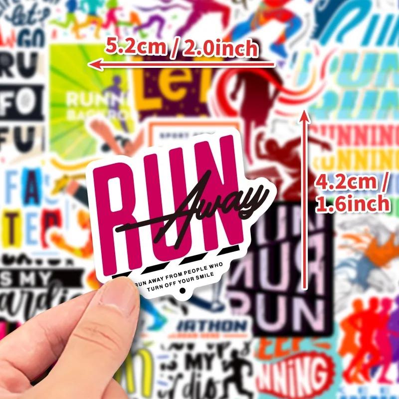 10/50Pcs Cartoon Running Stickers I Love Run Graffiti Sports English Sticker for DIY Luggage Laptop Skateboard Wall Toy Decal