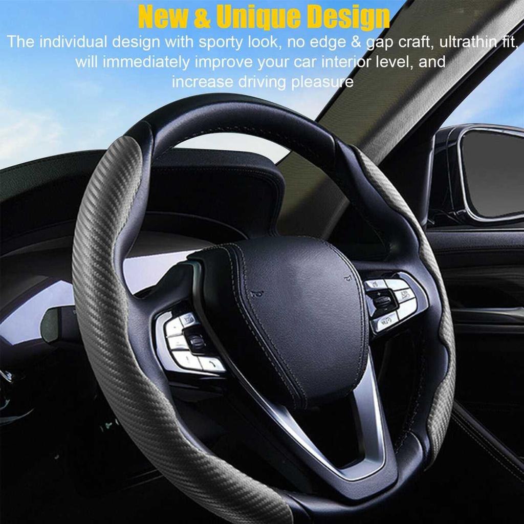 1 para osłona na kierownicę do samochodu 38cm antypoślizgowa osłona na kierownicę z włókna węglowego ABS Booster pokrywa koła kierownicy akcesoria dla Auto