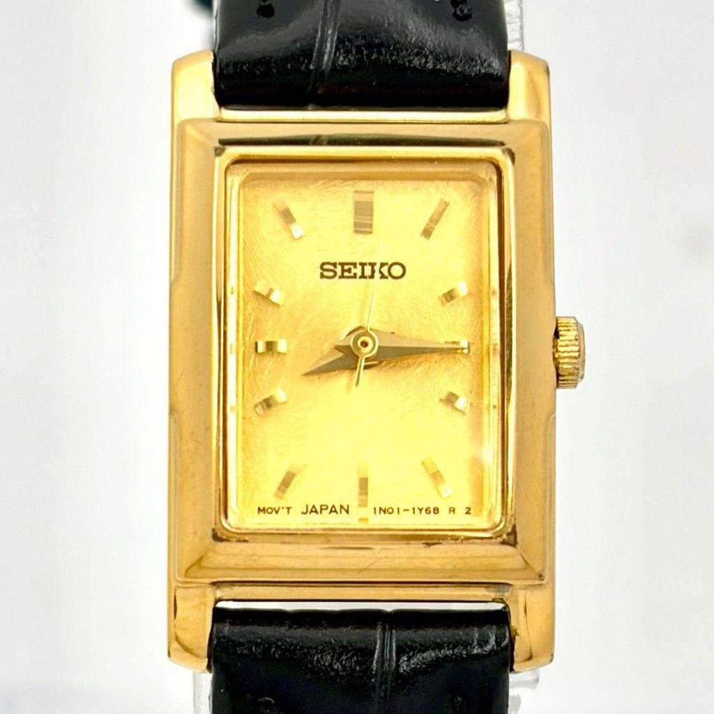 Used [Rare/New Battery] SEIKO Ladies Watch Gold Minimum 1N01-5H60 391033 New Belt
