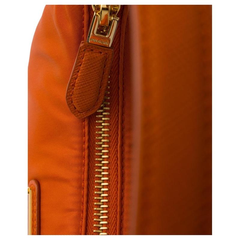 Prada Re-Edition 2005Re-Nylon Enamel Metal Triangle Logo Polyamide Shoulder Bag Mini Women's Papaya