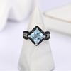 925 silver ring earrings pendant necklace natural sky blue Topaz real gemstone fine jewelry set for women's Daily and party wear