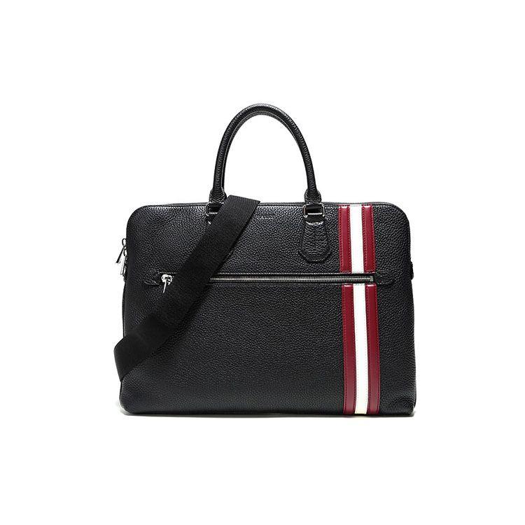 

Bally Classic Commuter Fashion Red And White Striped Leather Tote Bag Shoulder Crossbody Briefcase Men Bags Black 6228684 Basic Set (Bag+Dust Bag)