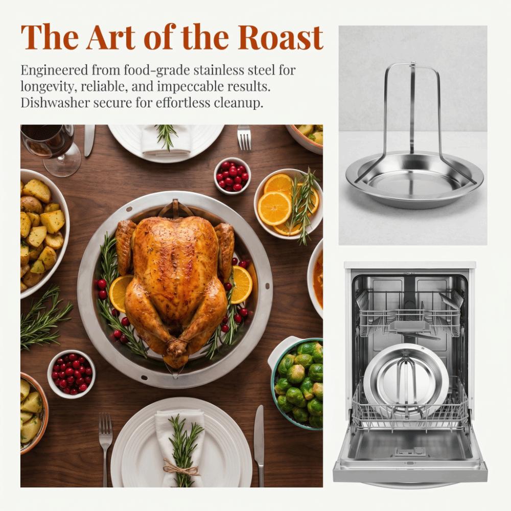 Upright Design Barbecue Tray Stainless Steel Vertical Chicken Holder  Camping Cooking