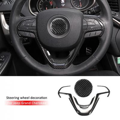3 pièces Moulure de Garniture de Volant de Voiture pour Jeep Grand Cherokee 2014+ Fibre de Carbone