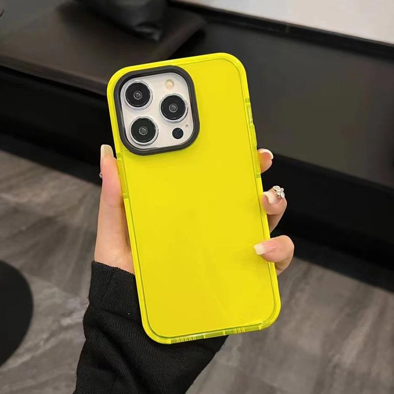 Neon Fluorescent Color Phone Case For iPhone 17 16 15 14 Pro Max Air 16e 11 12 13 Mini Frame Protective Silicone Cover
