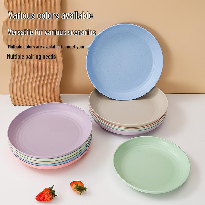 Set di Piatto Rotondo per Dessert e Snack in Paglia di Grano - Piatto Raccogli Ossa Stile Giapponese