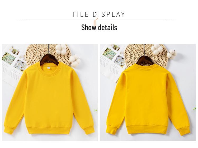 260G Kids Terry Cotton Round Neck Drop Shoulder Sweatshirt - Solid Color, Long Sleeve Pullover.