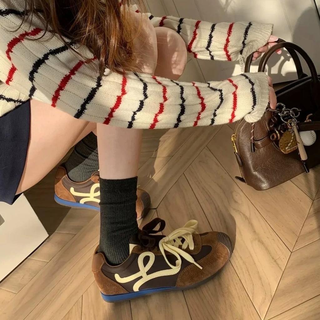 Korean Version of Retro Platform Forrest Gump Training Shoes Women's 2025 New Internet Celebrity Fashion Leisure Sports Versatile White Shoes