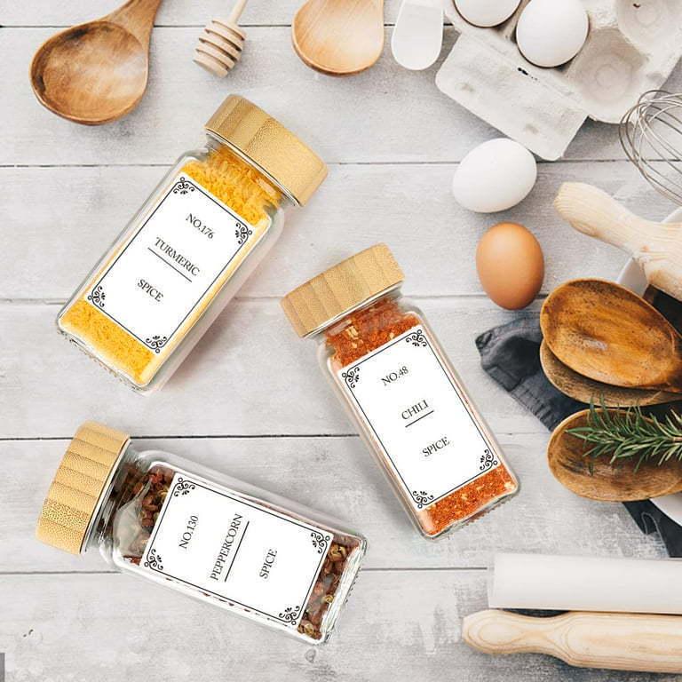 Bamboo Lid 120ml Glass Spice Jar - Square Seasoning Container