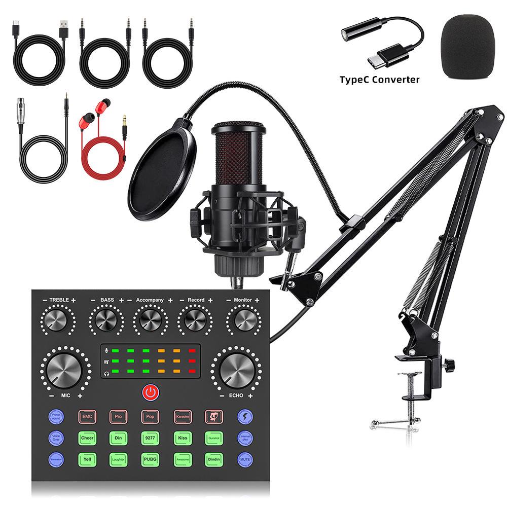 G8 Dual Condenser Microphone Set with V8S Sound Card for Mobile & PC Live Streaming