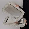 Metal European Retro Carved Silver Tray Cafe Bread Plate Cake Plate Silver Rectangular Dessert Plate
