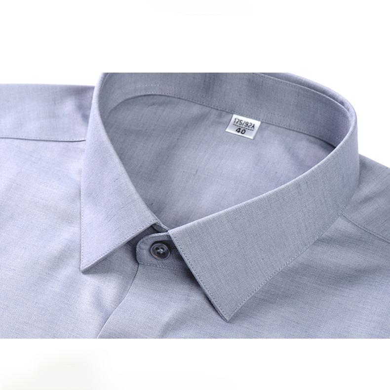 High Quality Modal Linen Business Mens Formal Shirts Long Sleeve  Elastic Solid Comfortable Male Dress Shirt