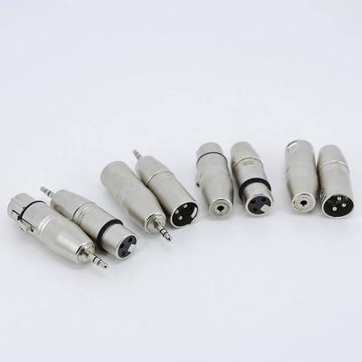 Conector Adaptador Conversor de Áudio Microfone Estéreo Mini Fêmea TRS 1/8" e Macho para Jack XLR Macho Fêmea de 3 Pinos