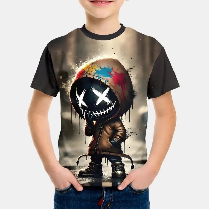 Clothing for Boys Cartoon Character 3D Printing Summer Casual Comfortable Round Neck Short Sleeve Body Shirt Children's T-Shirt