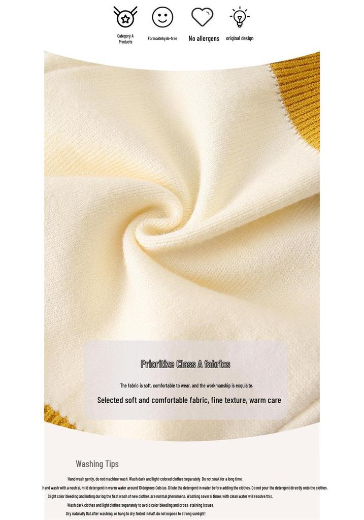 Handbesticktes Baby-Mädchen Strick-Latzhosen- und Jacken-Set für Herbst/Winter