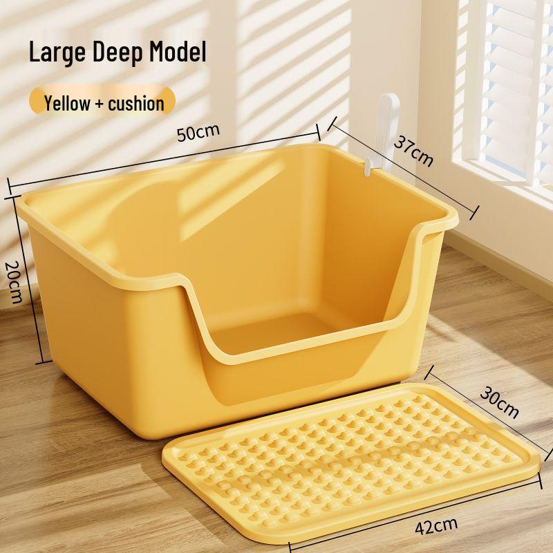 Extra-Large Splash-Proof Semi-Enclosed Cat Litter Box for Maine Coons