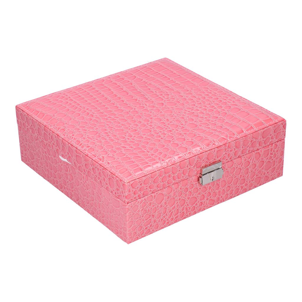 Pink Artificial Leather Jewelry Box Watch Jewelry Packaging Container Holder for Girls