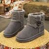 Flat-bottomed Thickened, Buckled Big Red Cotton Shoes Boots Snow Boots Women's Warm Button Boots