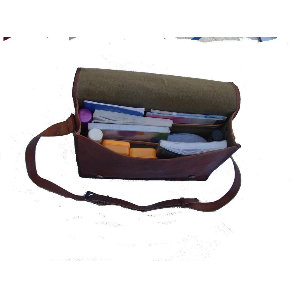 Men's Genuine Vintage Leather Messenger Shoulder Laptop Bag Handmade Satchel
