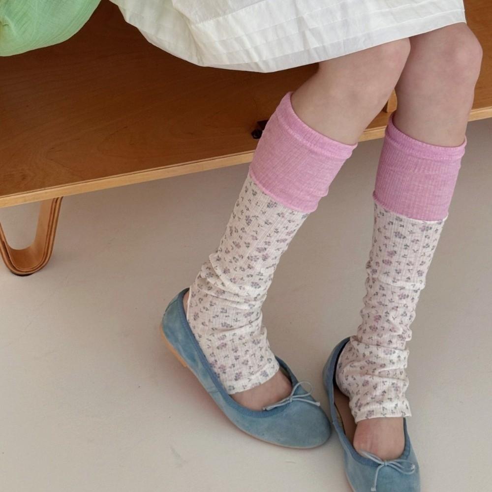 Thin Floral Leg Warmers Soft Breathable Mid Calf Socks New Footed Leg Warmers Women Daily Wear