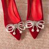 Fashion Wedding shoes bride shoes women new pearl thick heel shallow mouth pointed Xiuhe main wedding dress not tired foot single shoes