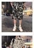 ZY30 Men's Summer Tie-dye Ice Silk Floral Two-piece Casual Set with Short-sleeved Shirt and Shorts