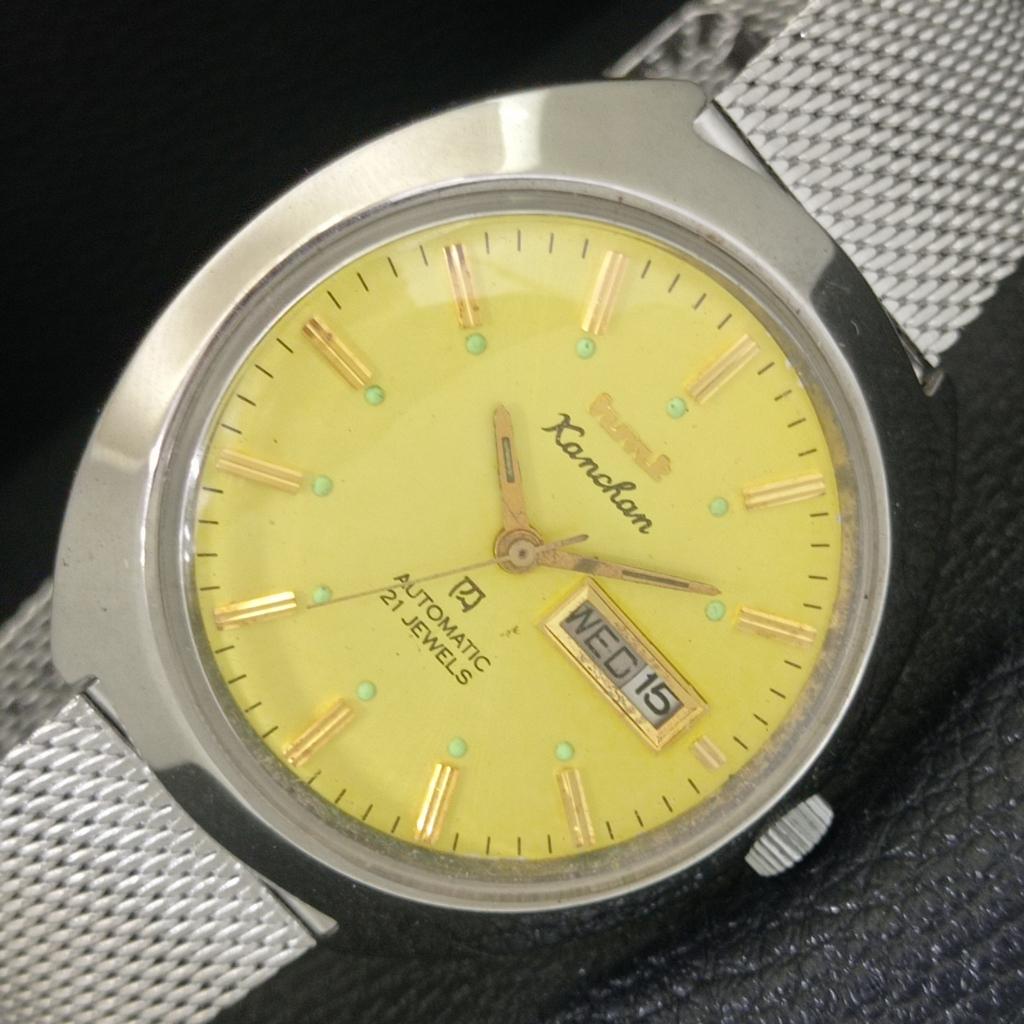 

AUTOMATIC VINTAGE HMT KANCHAN INDIAN 6501 MENS GOLDEN COLOR DIAL WATCH a703262-1 R213a-a703262