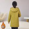 Mother's Mid-length Padded Jacket Winter Western Style Plus Velvet Thick Hooded Padded Jacket Fashion Middle-aged Jacket Padded Jacket