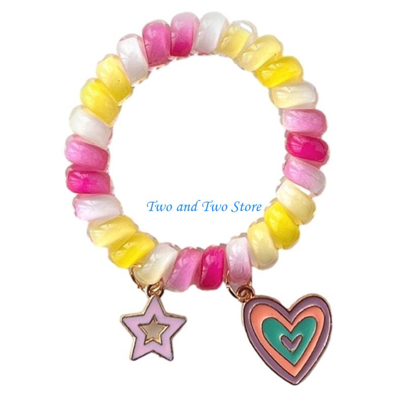 HX6F Colorful Hair Scrunchies Headwear Elastic Hair Tie Girls Ponytail Holders
