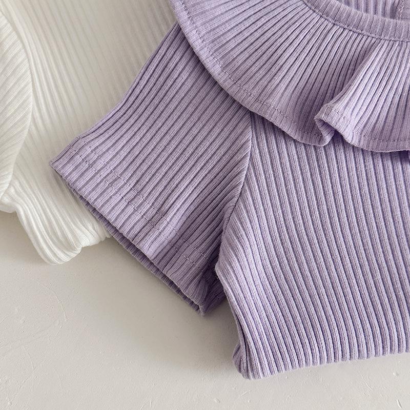 2025 A-typ Enfärgad Ribbad Baby Krypande Romper - Ins Stil